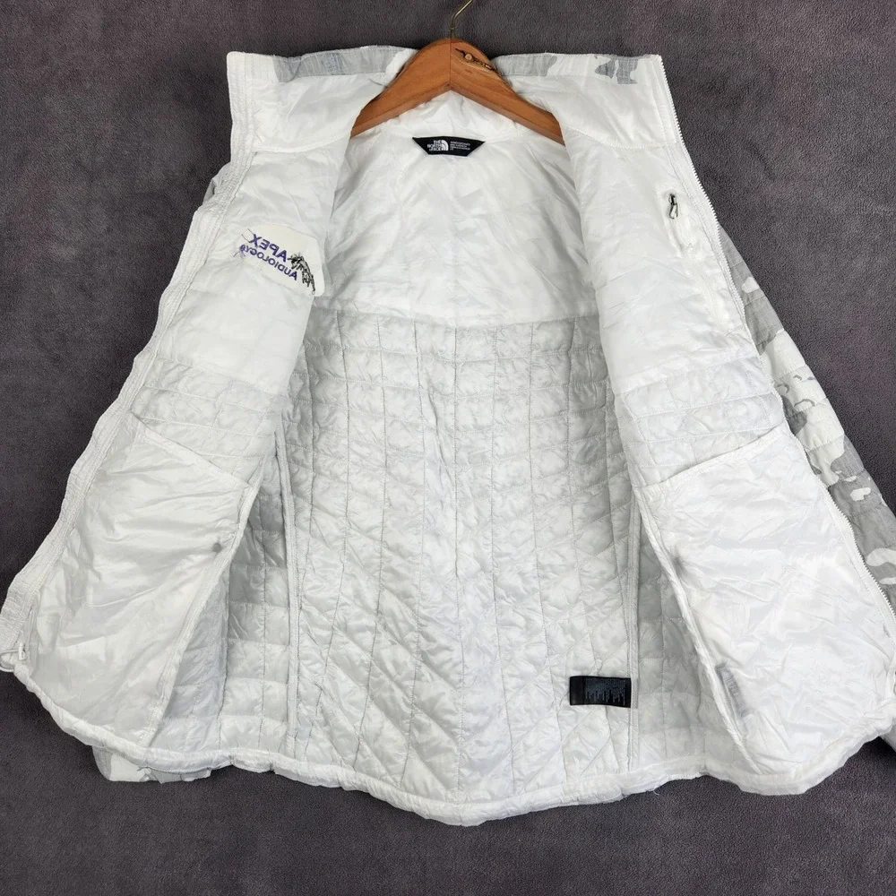 The North Face ThermoBall Trekker Jacket Women Large‎ Camo Apex Audiology Logo
